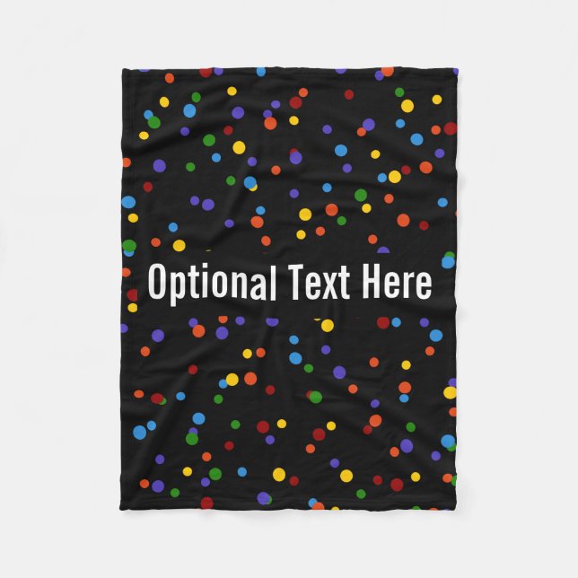 Rainbow Polka Dot Pattern Black Fleecedecke (Vorderseite)