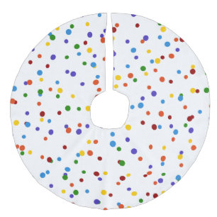 Rainbow Polka Dot Pattern Weiß farbig Leinenimitat Weihnachtsbaumdecke
