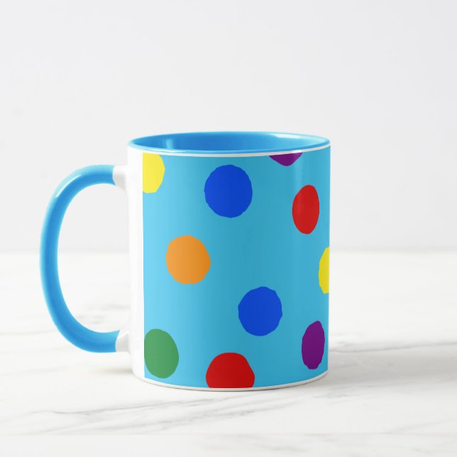 Rainbow Polka Dot Tasse (Links)