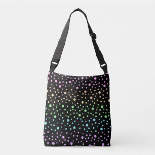 Rainbow Polka Dots auf Black Crossbody Bag Tragetaschen Mit Langen Trägern