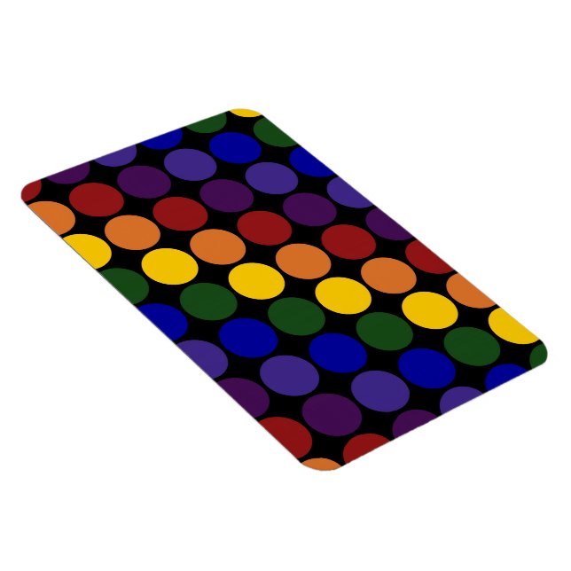 Rainbow Polka Dots auf Schwarz Magnet (Rechte Seite)