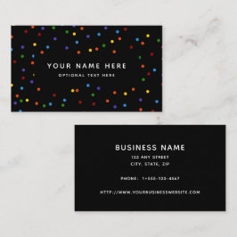 Rainbow Polka Dots Black Confetti Muster Visitenkarte