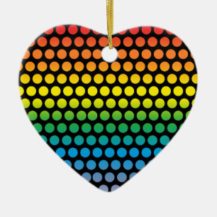 Rainbow Polka Dots Black Keramik Ornament