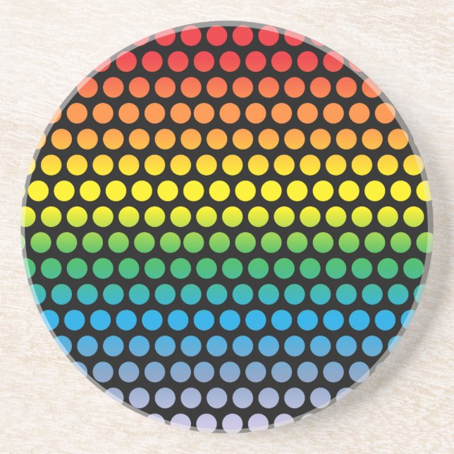 Rainbow Polka Dots Black Untersetzer (Vorne)