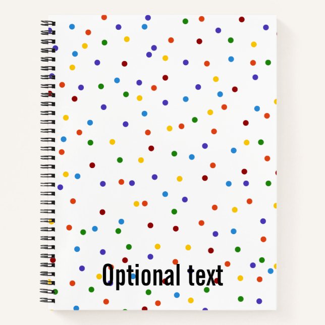 Rainbow Polka Dots Confetti Muster Notizbuch (Vorderseite)
