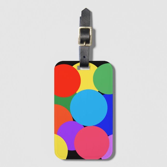 Rainbow Polka Dots Gepäckanhänger (Vorderseite Vertikal)
