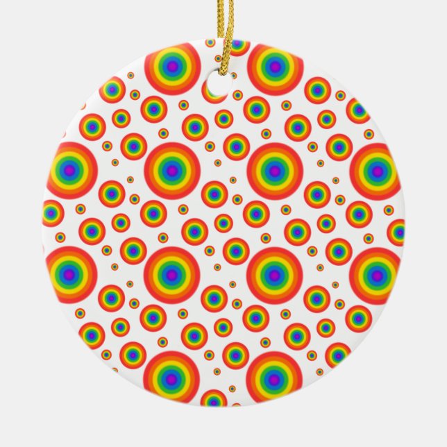 Rainbow Polka Dots Keramikornament (Vorne)