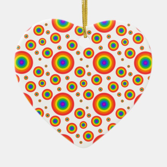 Rainbow Polka Dots Keramikornament (Vorne)