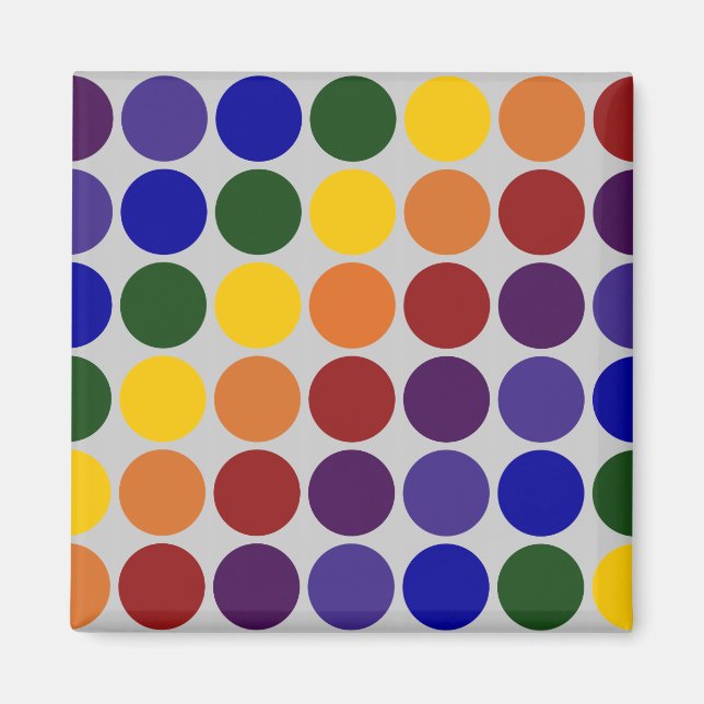 Rainbow Polka Dots on Gray Magnet (Vorne)