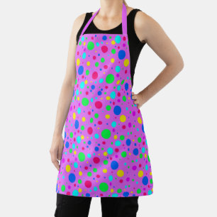 Rainbow Polka Dots on Pink Schürze