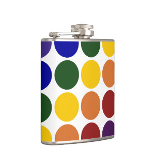 Rainbow Polka Dots on White Flachmann