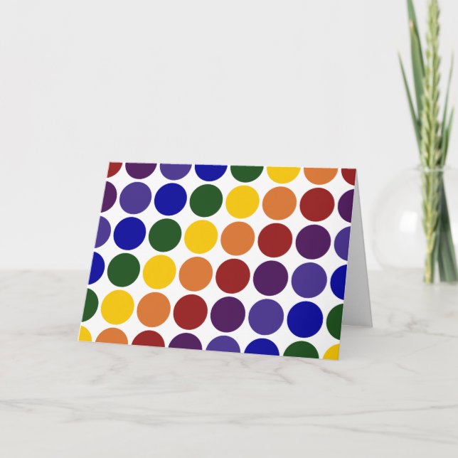 Rainbow Polka Dots on White Karte (Vorderseite)