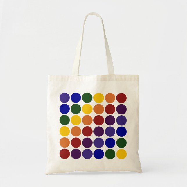 Rainbow Polka Dots on White Tragetasche (Vorne)