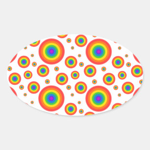 Rainbow Polka Dots Ovaler Aufkleber