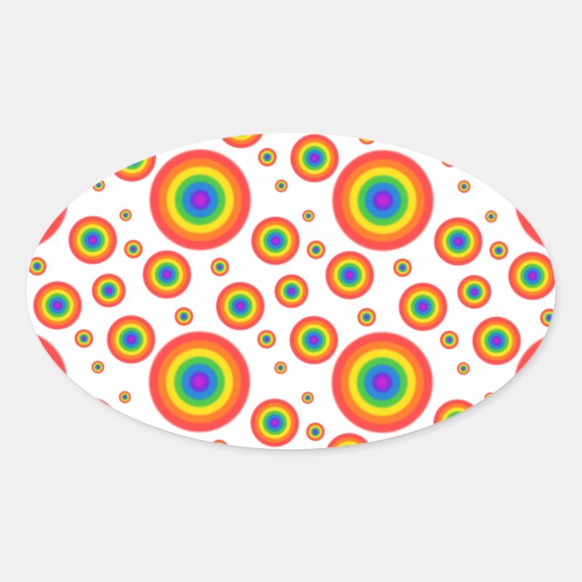 Rainbow Polka Dots Ovaler Aufkleber (Vorderseite)