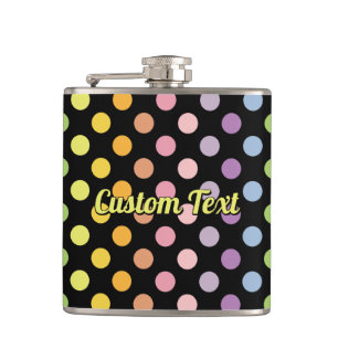 Rainbow Polka Dots Pattern Flachmann