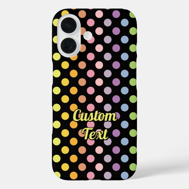 Rainbow Polka Dots Pattern iPhone 16 Hülle (Rückseite)
