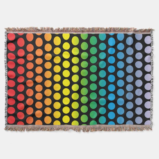 Rainbow Polka Dots - Schwarz Decke (Vorderseite)
