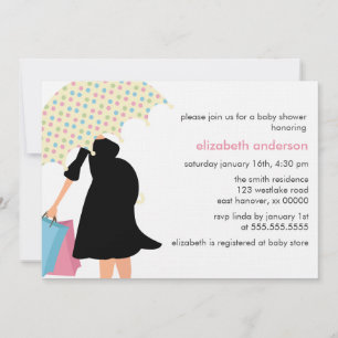 Rainbow Polka Dots Umbrella Babydusche Einladung