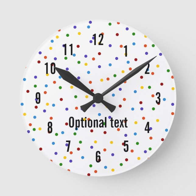 Rainbow Polka Dots Weißes Muster Runde Wanduhr (Vorderseite)