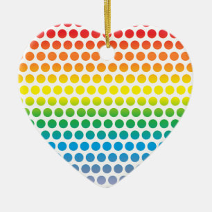 Rainbow Polka Dots White Keramik Ornament