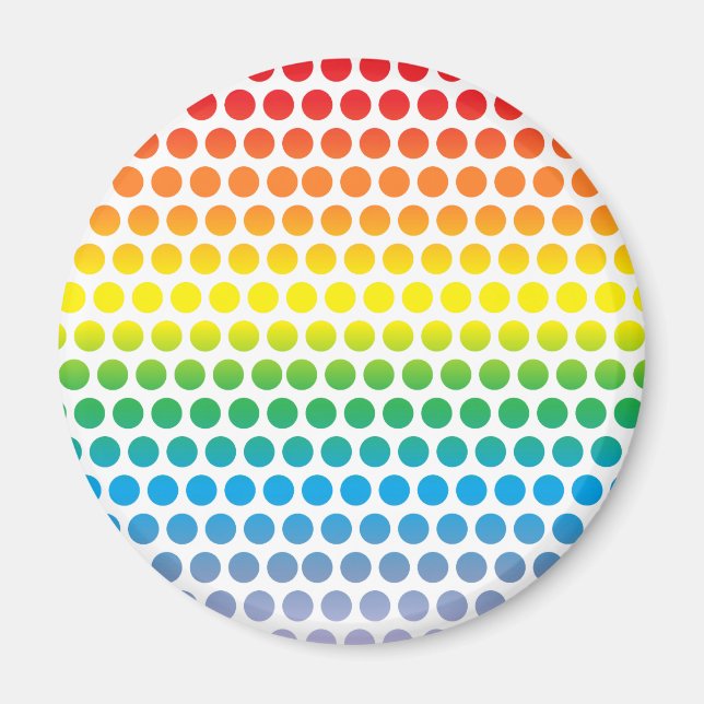 Rainbow Polka Dots White Magnet (Vorne)