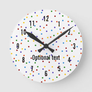 Rainbow Polka Dots White Pattern Runde Wanduhr