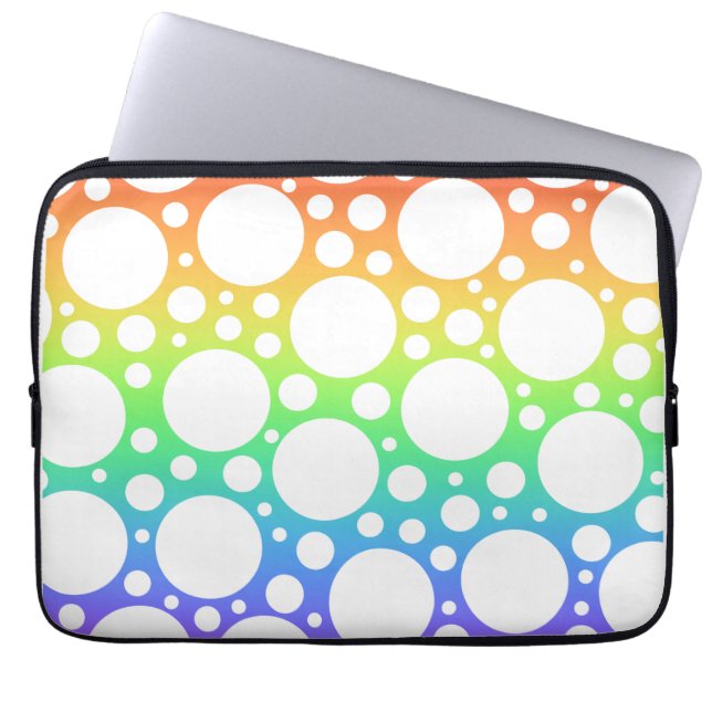Rainbow Polka Dotted Laptopschutzhülle (Vorderseite)