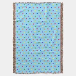 Rainbow-Polka-Herzen auf Babyblau Decke