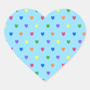 Rainbow-Polka-Herzen auf Babyblau Herz-Aufkleber