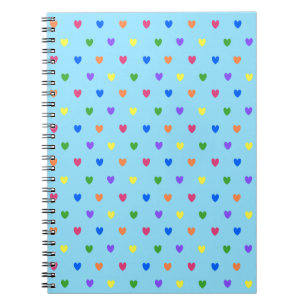 Rainbow-Polka-Herzen auf Babyblau Notizblock