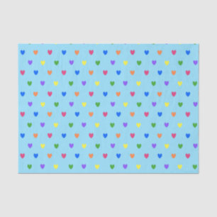 Rainbow-Polka-Herzen auf Babyblau Seidenpapier