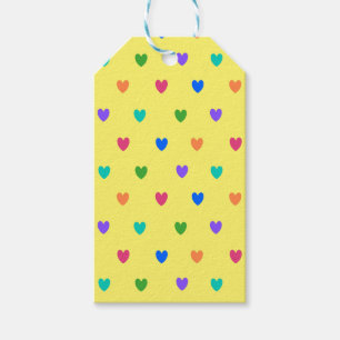 Rainbow-Polka-Herzen auf Gelb Geschenkanhänger