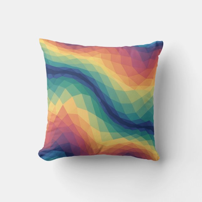 Rainbow Polygon Wave Seamless Pattern -  Kissen (Vorderseite)