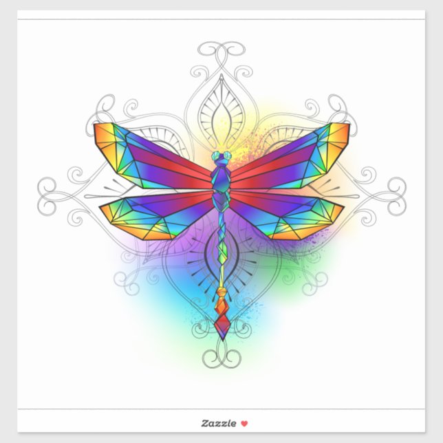 Rainbow Polygonal Dragonfly Aufkleber (Blatt)