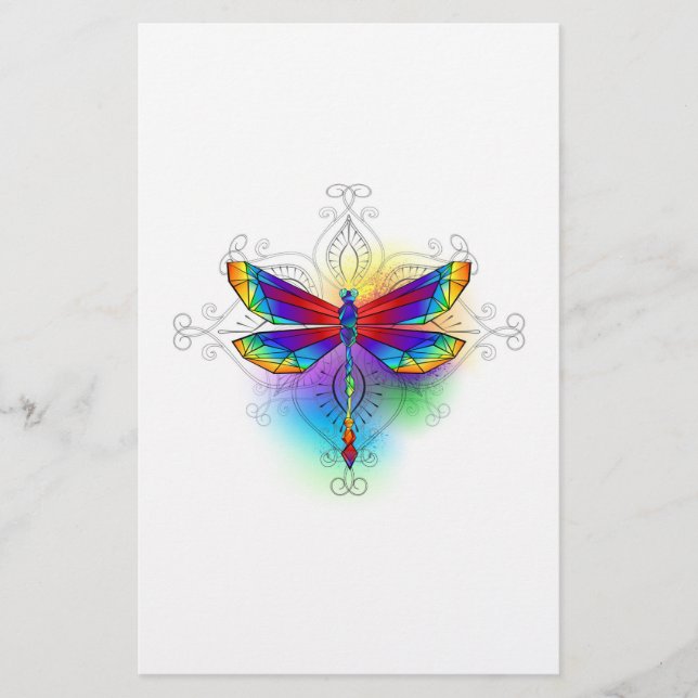 Rainbow Polygonal Dragonfly Briefpapier (Vorderseite)
