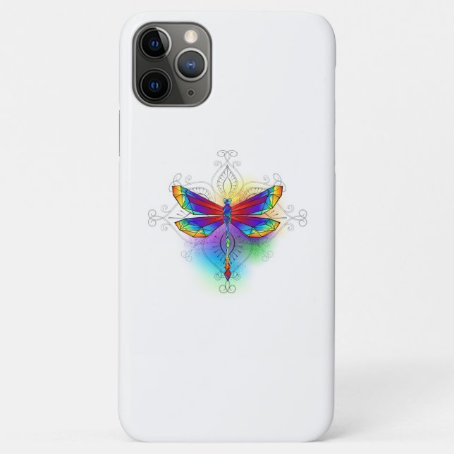 Rainbow Polygonal Dragonfly Case-Mate iPhone Hülle (Rückseite)