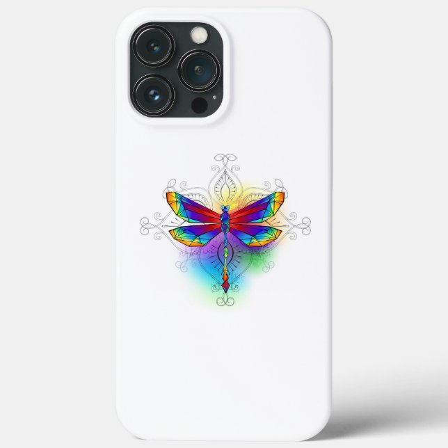 Rainbow Polygonal Dragonfly Case-Mate iPhone Hülle (Rückseite)