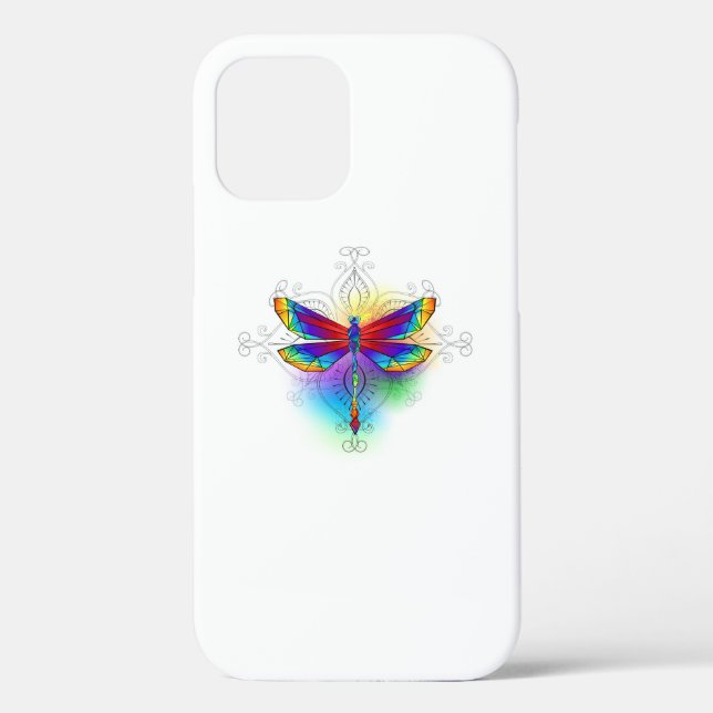 Rainbow Polygonal Dragonfly Case-Mate iPhone Hülle (Rückseite)