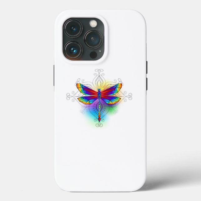 Rainbow Polygonal Dragonfly Case-Mate iPhone Hülle (Rückseite)