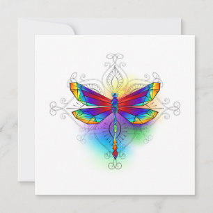 Rainbow Polygonal Dragonfly Dankeskarte