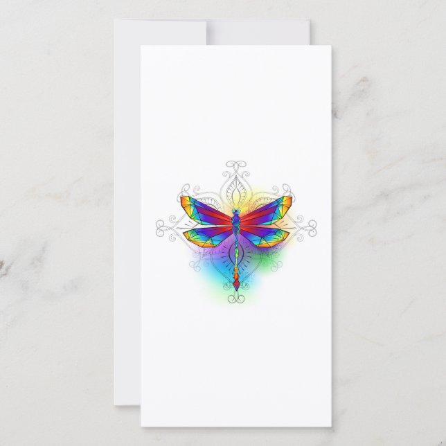 Rainbow Polygonal Dragonfly Feiertagskarte (Vorderseite)
