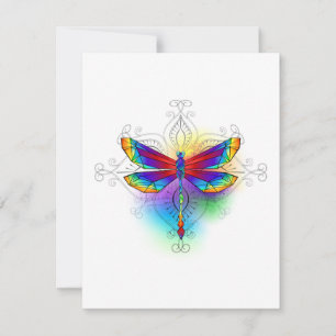 Rainbow Polygonal Dragonfly Feiertagskarte