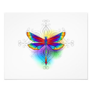 Rainbow Polygonal Dragonfly Fotodruck