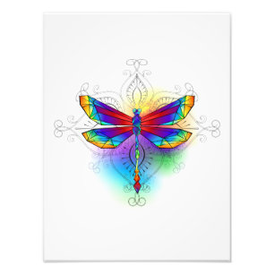 Rainbow Polygonal Dragonfly Fotodruck
