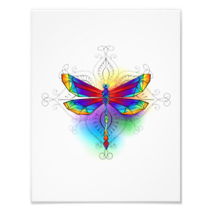 Rainbow Polygonal Dragonfly Fotodruck