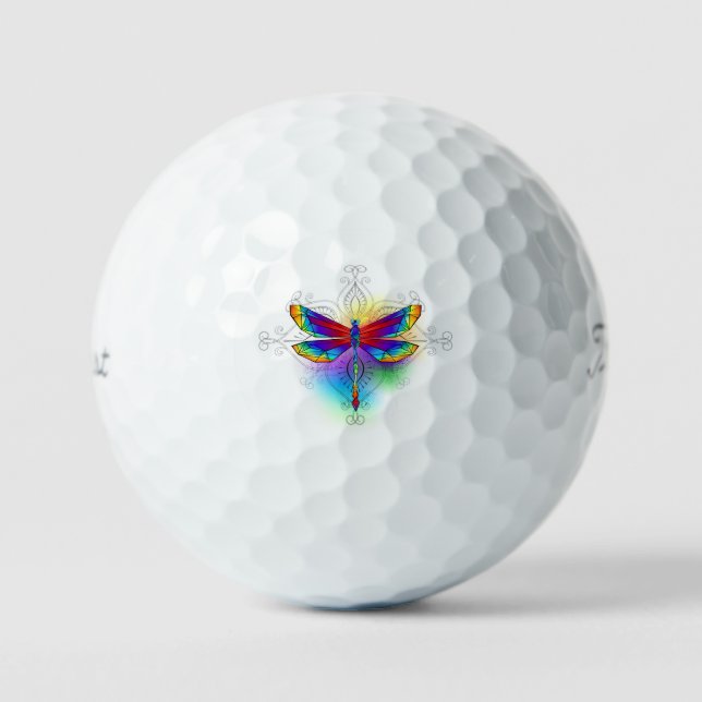 Rainbow Polygonal Dragonfly Golfball (Vorderseite)