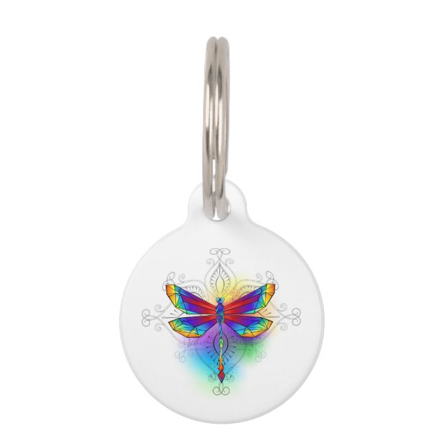 Rainbow Polygonal Dragonfly Haustiermarke (Vorderseite)
