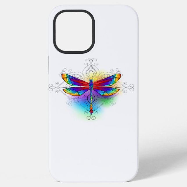 Rainbow Polygonal Dragonfly iPhone 12 Pro Max Hülle (Rückseite)