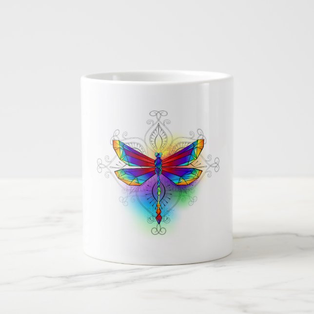 Rainbow Polygonal Dragonfly Jumbo-Tasse (Vorderseite)